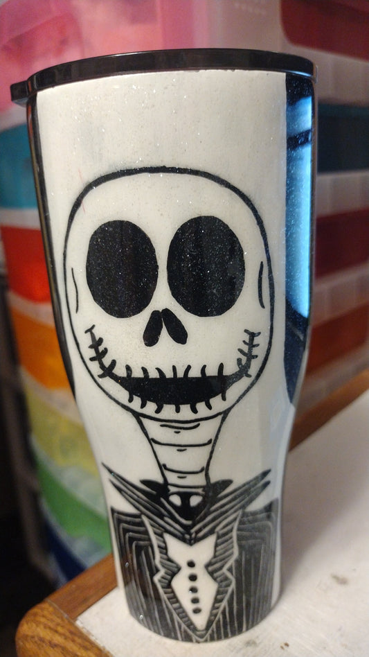 Hand painted Jack Skellington 30 oz. Tumbler