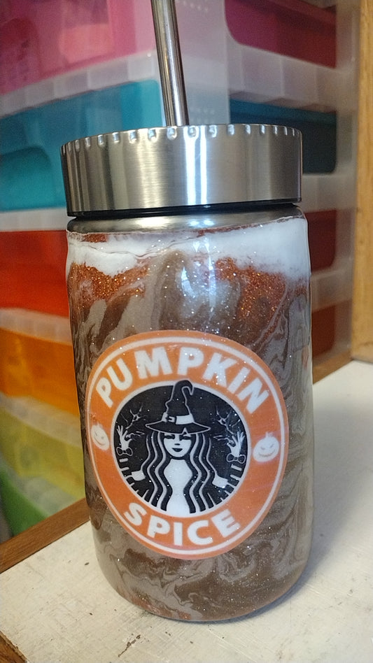 Pumpkin Spice 17 oz Mason Jar Tumbler