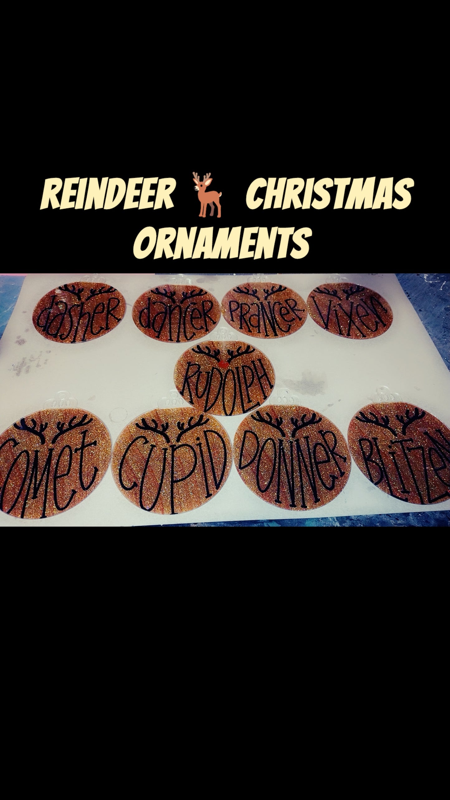 Reindeer Christmas Ornaments 9 pc.